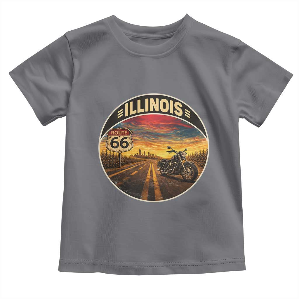 Illinois Route Highway 66 Motorcycle Toddler T Shirt Road Trip Adventure TS12 Charcoal Print Your Wear