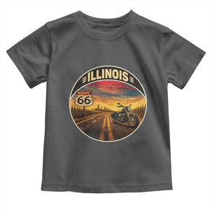 Illinois Route Highway 66 Motorcycle Toddler T Shirt Road Trip Adventure TS12 Dark Heather Print Your Wear