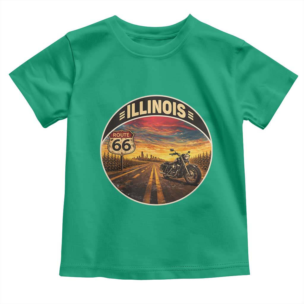 Illinois Route Highway 66 Motorcycle Toddler T Shirt Road Trip Adventure TS12 Irish Green Print Your Wear
