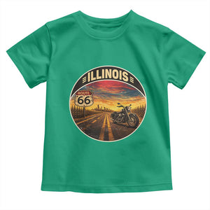 Illinois Route Highway 66 Motorcycle Toddler T Shirt Road Trip Adventure TS12 Irish Green Print Your Wear