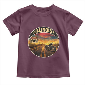 Illinois Route Highway 66 Motorcycle Toddler T Shirt Road Trip Adventure TS12 Maroon Print Your Wear