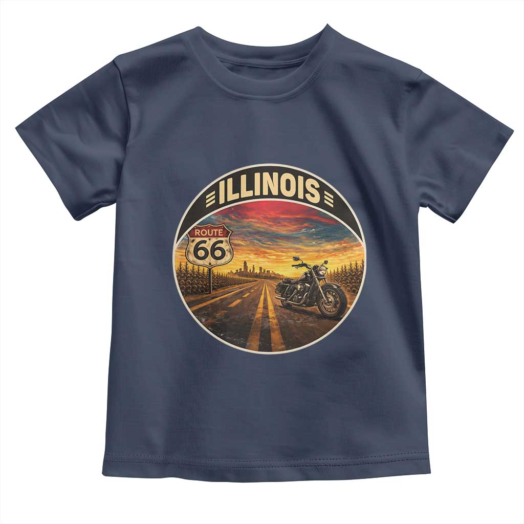 Illinois Route Highway 66 Motorcycle Toddler T Shirt Road Trip Adventure TS12 Navy Print Your Wear