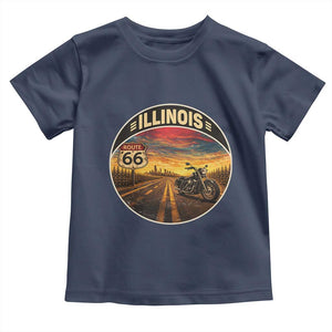 Illinois Route Highway 66 Motorcycle Toddler T Shirt Road Trip Adventure TS12 Navy Print Your Wear