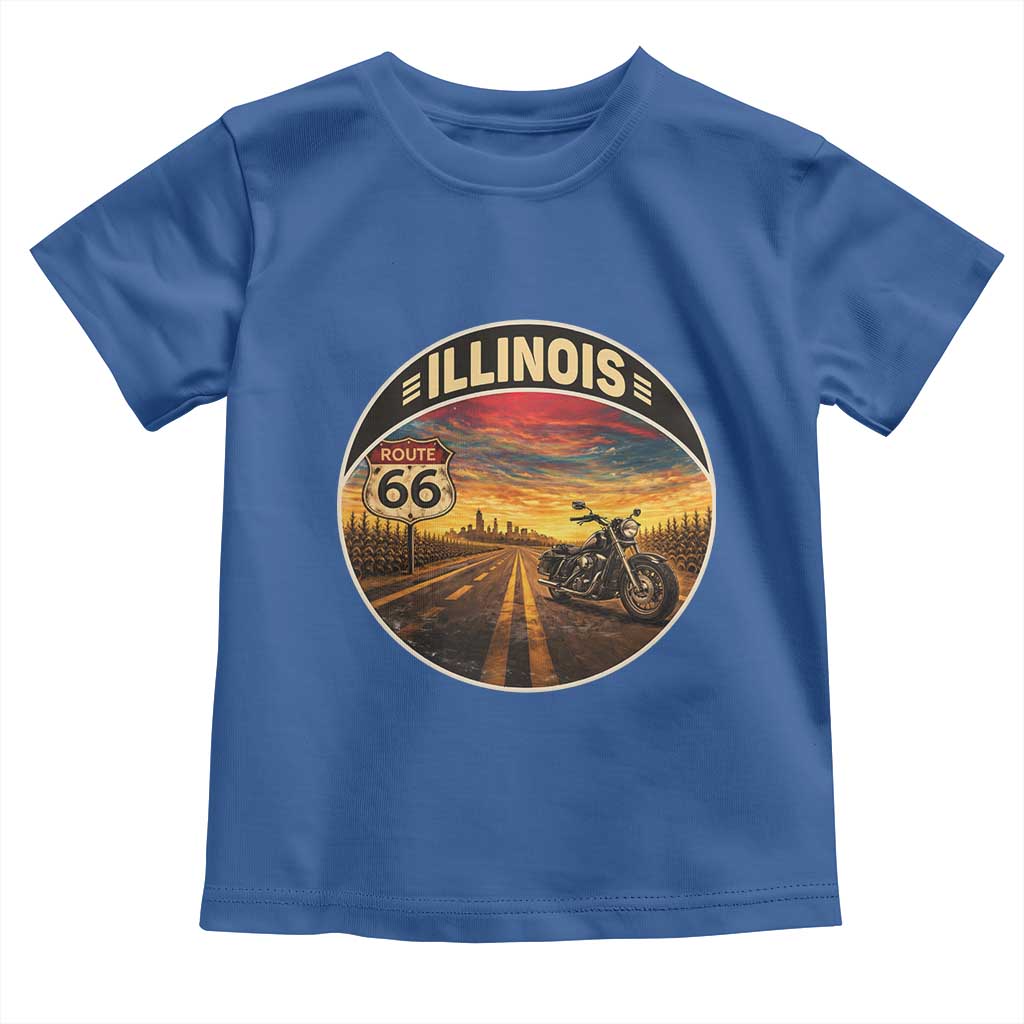 Illinois Route Highway 66 Motorcycle Toddler T Shirt Road Trip Adventure TS12 Royal Blue Print Your Wear