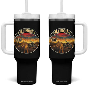 Illinois Route Highway 66 Motorcycle Tumbler With Handle Road Trip Adventure TS12 One Size: 40 oz Black Print Your Wear