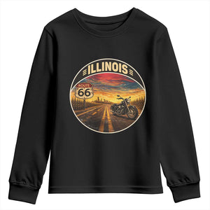 Illinois Route Highway 66 Motorcycle Youth Sweatshirt Road Trip Adventure TS12 Black Print Your Wear