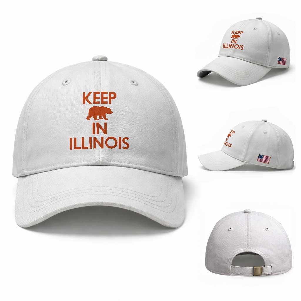Keep Bear In Illinois CFB Baseball Cap Chicago Pride Gift TS12 Baseball Cap Universal Fit White Print Your Wear