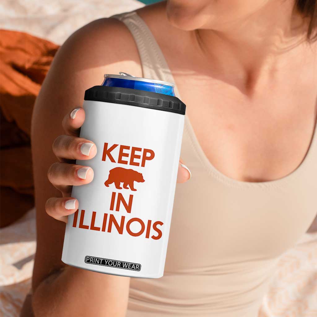 Keep Bear In Illinois CFB 4 in 1 Can Cooler Tumbler Chicago Pride Gift TS12 Print Your Wear