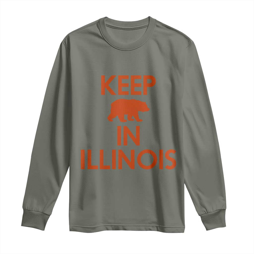 Keep Bear In Illinois CFB Long Sleeve Shirt Chicago Pride Gift TS12 Military Green Print Your Wear