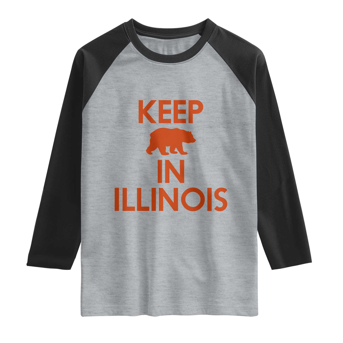 Keep Bear In Illinois CFB Raglan Shirt Chicago Pride Gift TS12 Heather Gray Black Print Your Wear