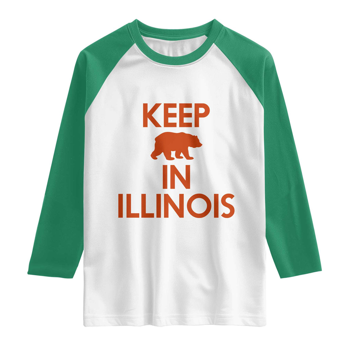 Keep Bear In Illinois CFB Raglan Shirt Chicago Pride Gift TS12 White Kelly Green Print Your Wear