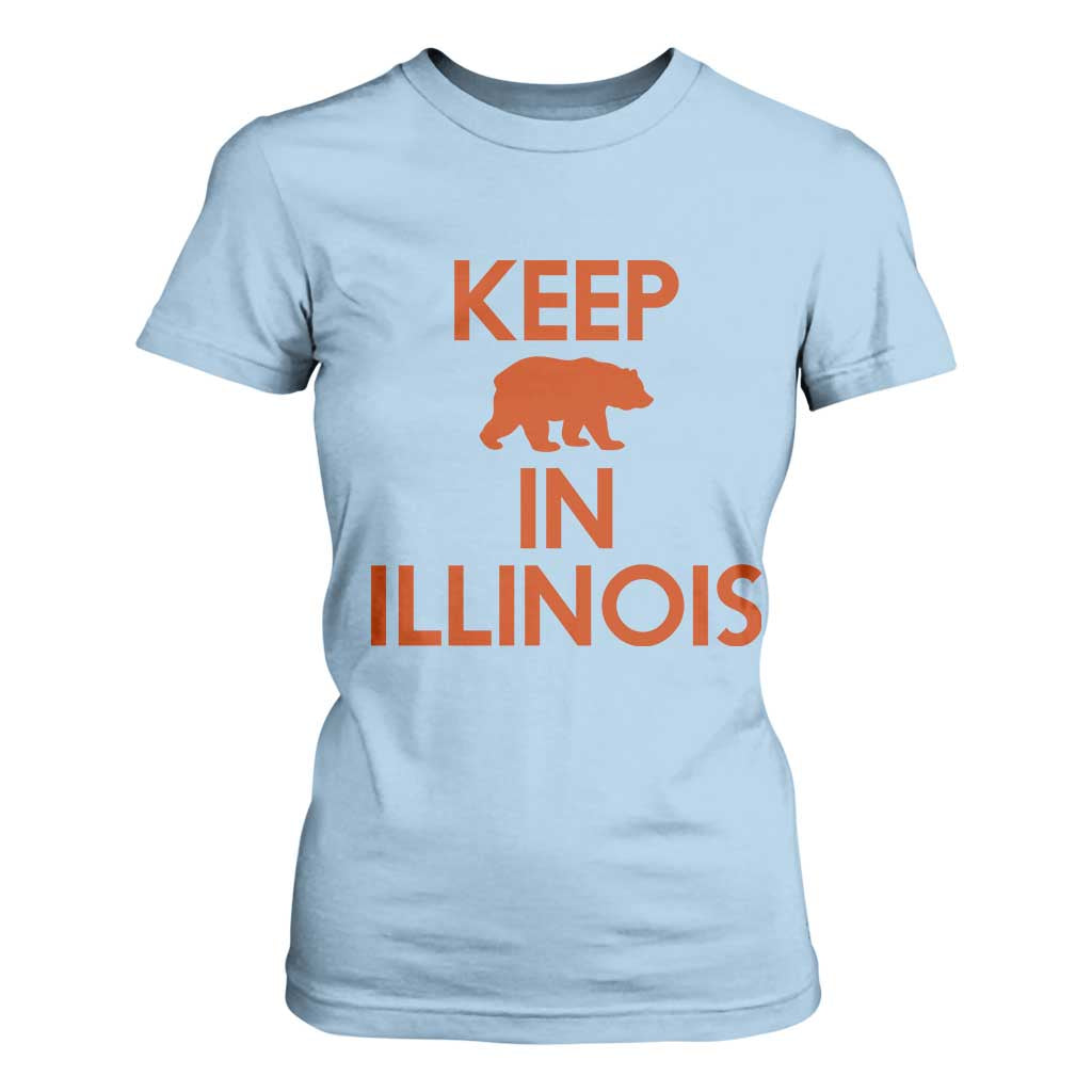Keep Bear In Illinois CFB T Shirt For Women Chicago Pride Gift TS12 Light Blue Print Your Wear