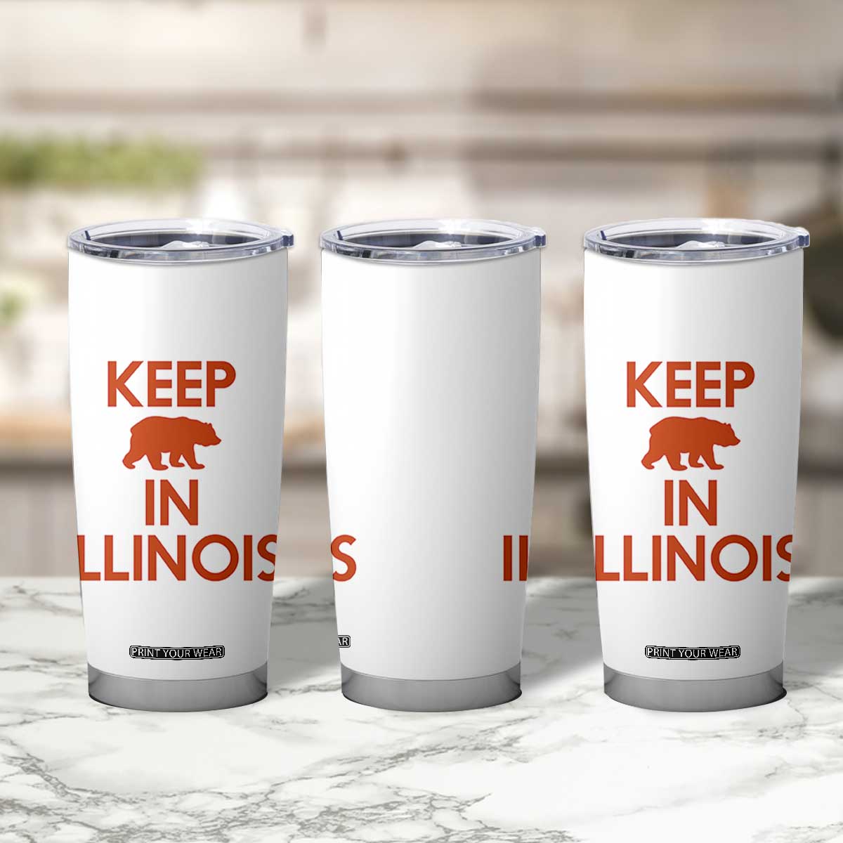 Keep Bear In Illinois CFB Tumbler Cup Chicago Pride Gift TS12 Print Your Wear