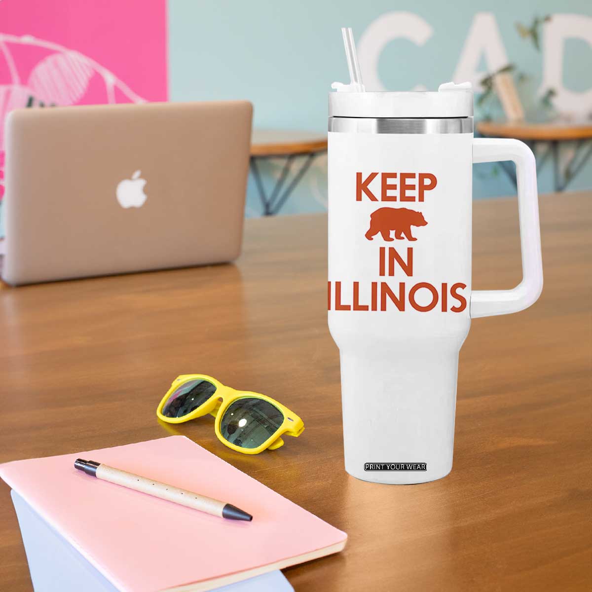 Keep Bear In Illinois CFB Tumbler With Handle Chicago Pride Gift TS12 Print Your Wear