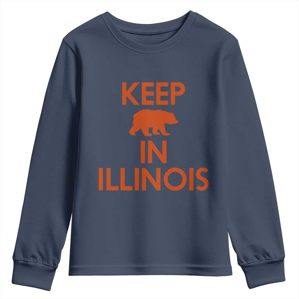 Keep Bear In Illinois CFB Youth Sweatshirt Chicago Pride Gift TS12 Navy Print Your Wear