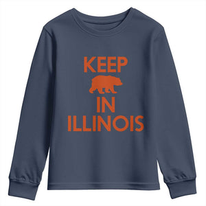 Keep Bear In Illinois CFB Youth Sweatshirt Chicago Pride Gift TS12 Navy Print Your Wear