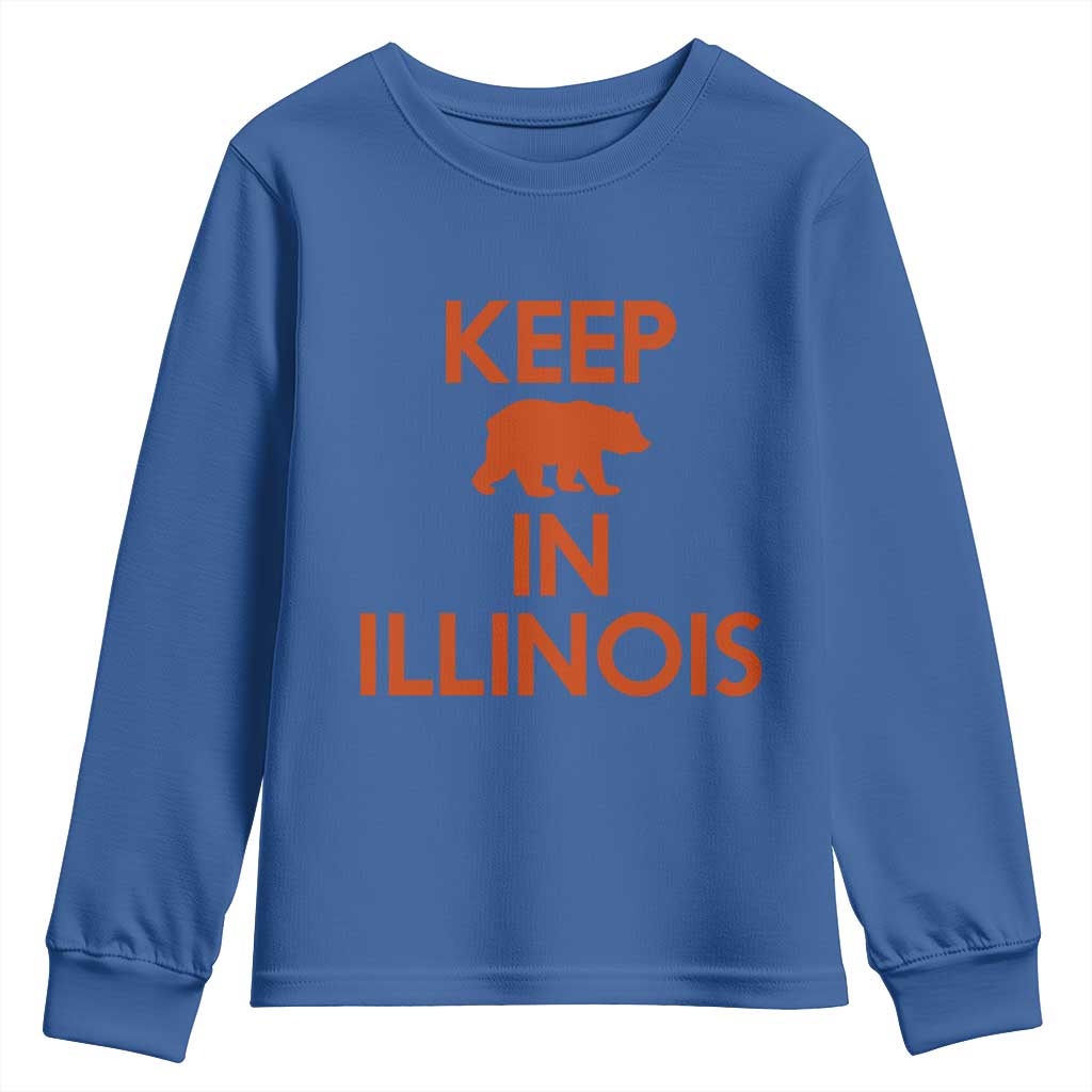 Keep Bear In Illinois CFB Youth Sweatshirt Chicago Pride Gift TS12 Royal Blue Print Your Wear