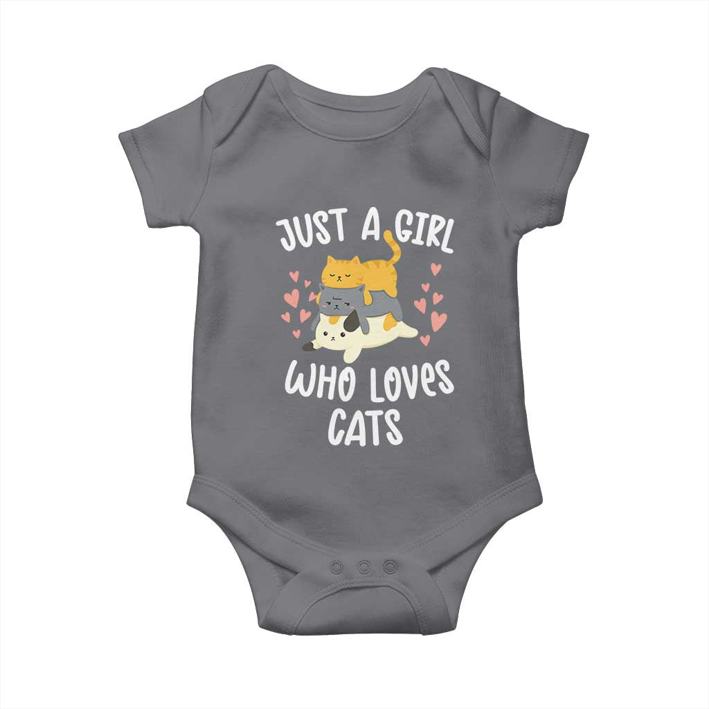 Just A Girl Who Loves Cats Baby Onesie Cute Kittens Pet Lover TS12 Charcoal Print Your Wear