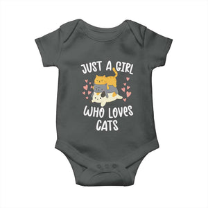 Just A Girl Who Loves Cats Baby Onesie Cute Kittens Pet Lover TS12 Dark Heather Print Your Wear