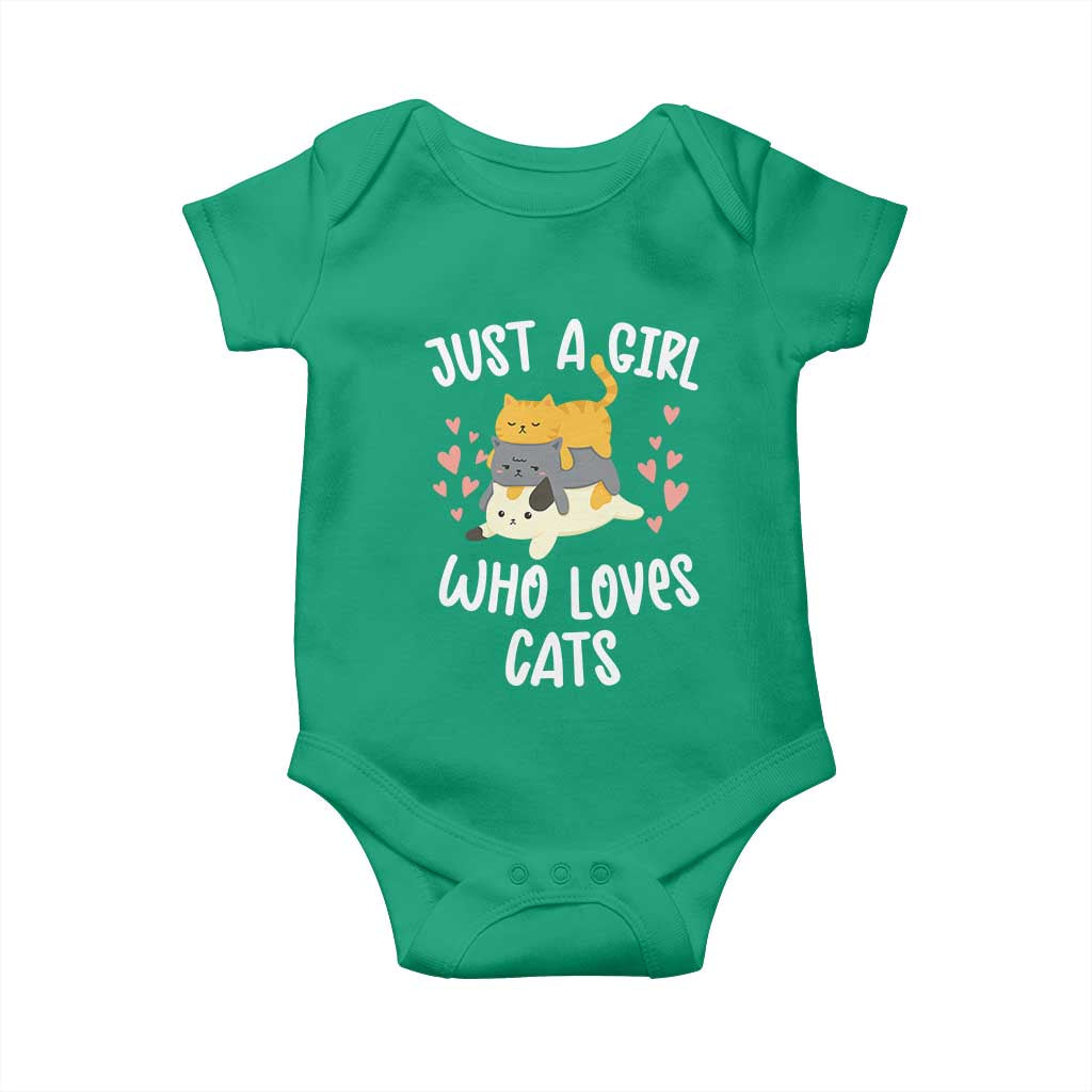 Just A Girl Who Loves Cats Baby Onesie Cute Kittens Pet Lover TS12 Irish Green Print Your Wear