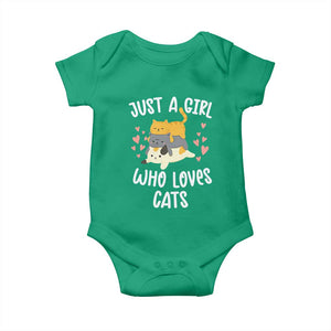 Just A Girl Who Loves Cats Baby Onesie Cute Kittens Pet Lover TS12 Irish Green Print Your Wear