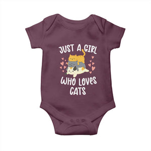 Just A Girl Who Loves Cats Baby Onesie Cute Kittens Pet Lover TS12 Maroon Print Your Wear