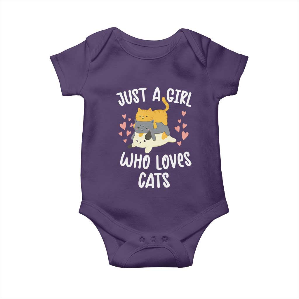 Just A Girl Who Loves Cats Baby Onesie Cute Kittens Pet Lover TS12 Purple Print Your Wear
