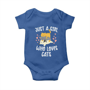 Just A Girl Who Loves Cats Baby Onesie Cute Kittens Pet Lover TS12 Royal Blue Print Your Wear