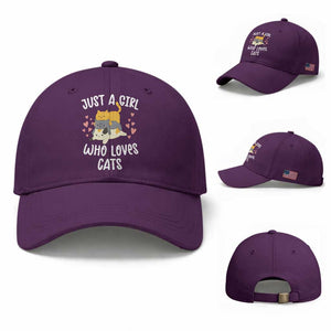 Just A Girl Who Loves Cats Baseball Cap Cute Kittens Pet Lover TS12 Baseball Cap Universal Fit Purple Print Your Wear