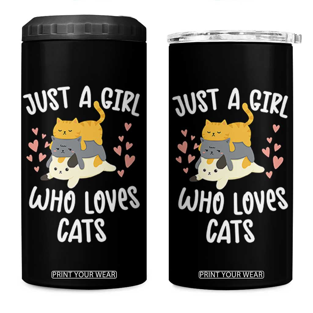 Just A Girl Who Loves Cats 4 in 1 Can Cooler Tumbler Cute Kittens Pet Lover TS12 One Size: 16 oz Black Print Your Wear