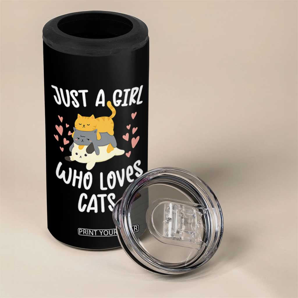 Just A Girl Who Loves Cats 4 in 1 Can Cooler Tumbler Cute Kittens Pet Lover TS12 Print Your Wear