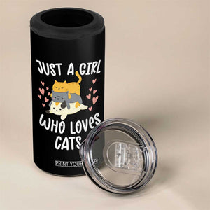 Just A Girl Who Loves Cats 4 in 1 Can Cooler Tumbler Cute Kittens Pet Lover TS12 Print Your Wear