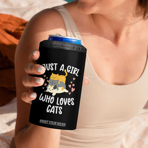 Just A Girl Who Loves Cats 4 in 1 Can Cooler Tumbler Cute Kittens Pet Lover TS12 Print Your Wear