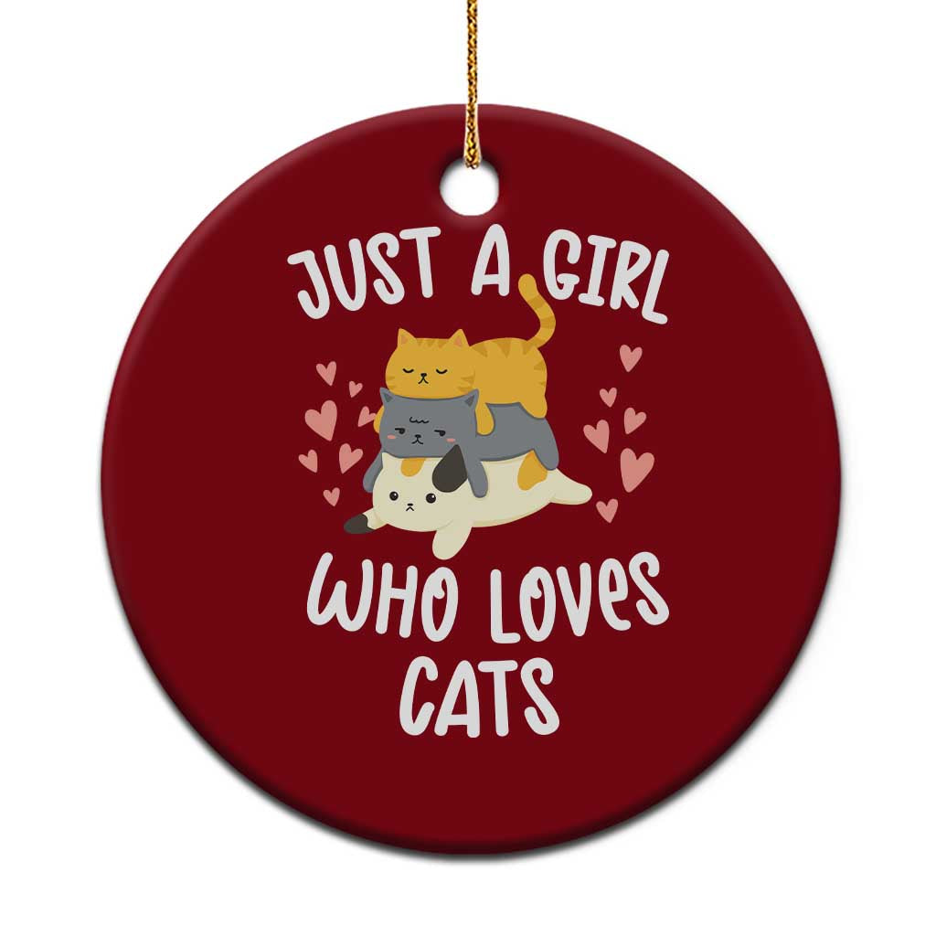 Just A Girl Who Loves Cats Ceramic Ornament Cute Kittens Pet Lover TS12 1pc Red Print Your Wear