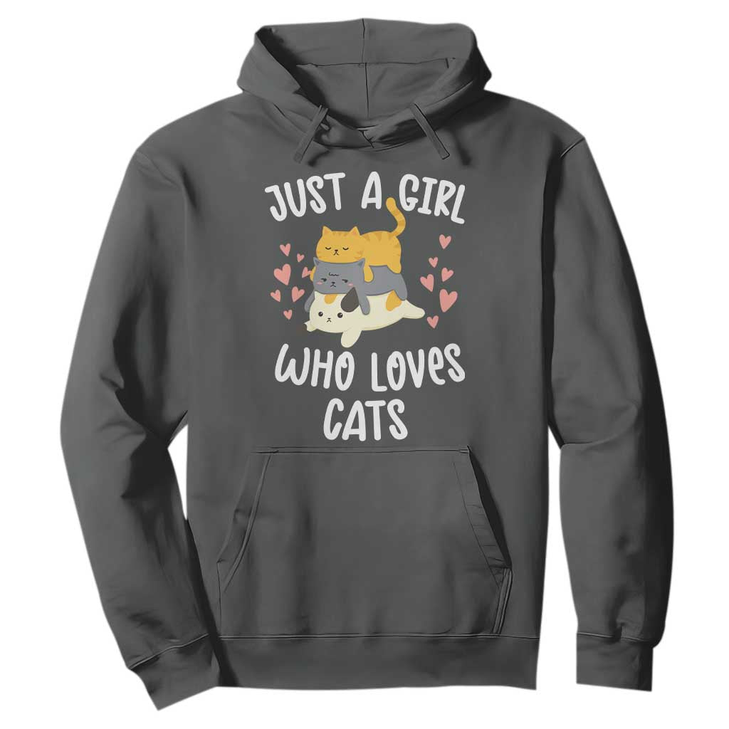 Just A Girl Who Loves Cats Hoodie Cute Kittens Pet Lover TS12 Dark Heather Print Your Wear