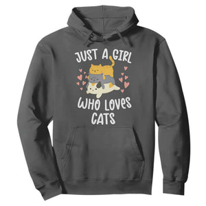 Just A Girl Who Loves Cats Hoodie Cute Kittens Pet Lover TS12 Dark Heather Print Your Wear