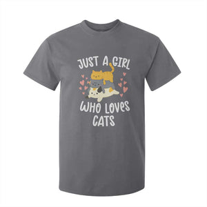 Just A Girl Who Loves Cats T Shirt For Kid Cute Kittens Pet Lover TS12 Charcoal Print Your Wear