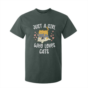 Just A Girl Who Loves Cats T Shirt For Kid Cute Kittens Pet Lover TS12 Dark Forest Green Print Your Wear