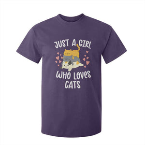 Just A Girl Who Loves Cats T Shirt For Kid Cute Kittens Pet Lover TS12 Purple Print Your Wear