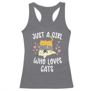 Just A Girl Who Loves Cats Racerback Tank Top Cute Kittens Pet Lover TS12 Charcoal Print Your Wear