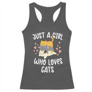 Just A Girl Who Loves Cats Racerback Tank Top Cute Kittens Pet Lover TS12 Dark Heather Print Your Wear