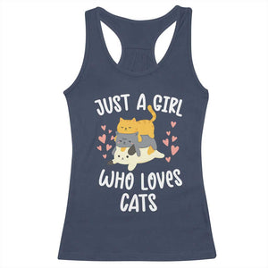 Just A Girl Who Loves Cats Racerback Tank Top Cute Kittens Pet Lover TS12 Navy Print Your Wear