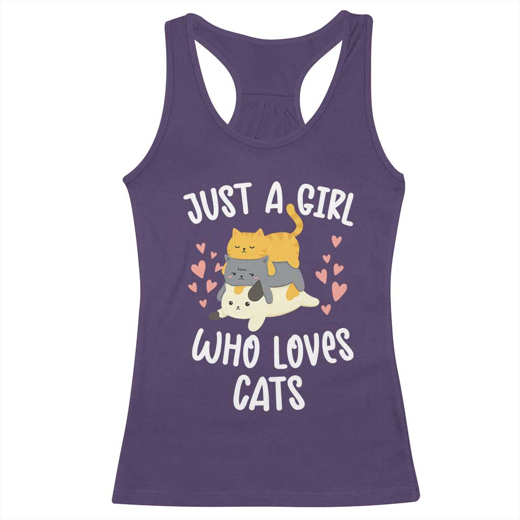 Just A Girl Who Loves Cats Racerback Tank Top Cute Kittens Pet Lover TS12 Purple Print Your Wear