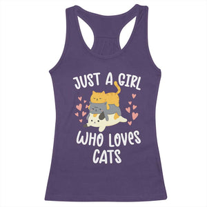 Just A Girl Who Loves Cats Racerback Tank Top Cute Kittens Pet Lover TS12 Purple Print Your Wear