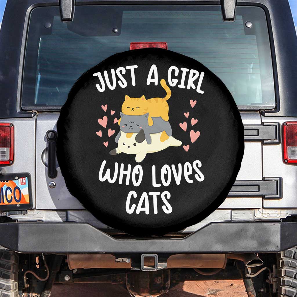 Just A Girl Who Loves Cats Spare Tire Cover Cute Kittens Pet Lover TS12 No hole Black Print Your Wear
