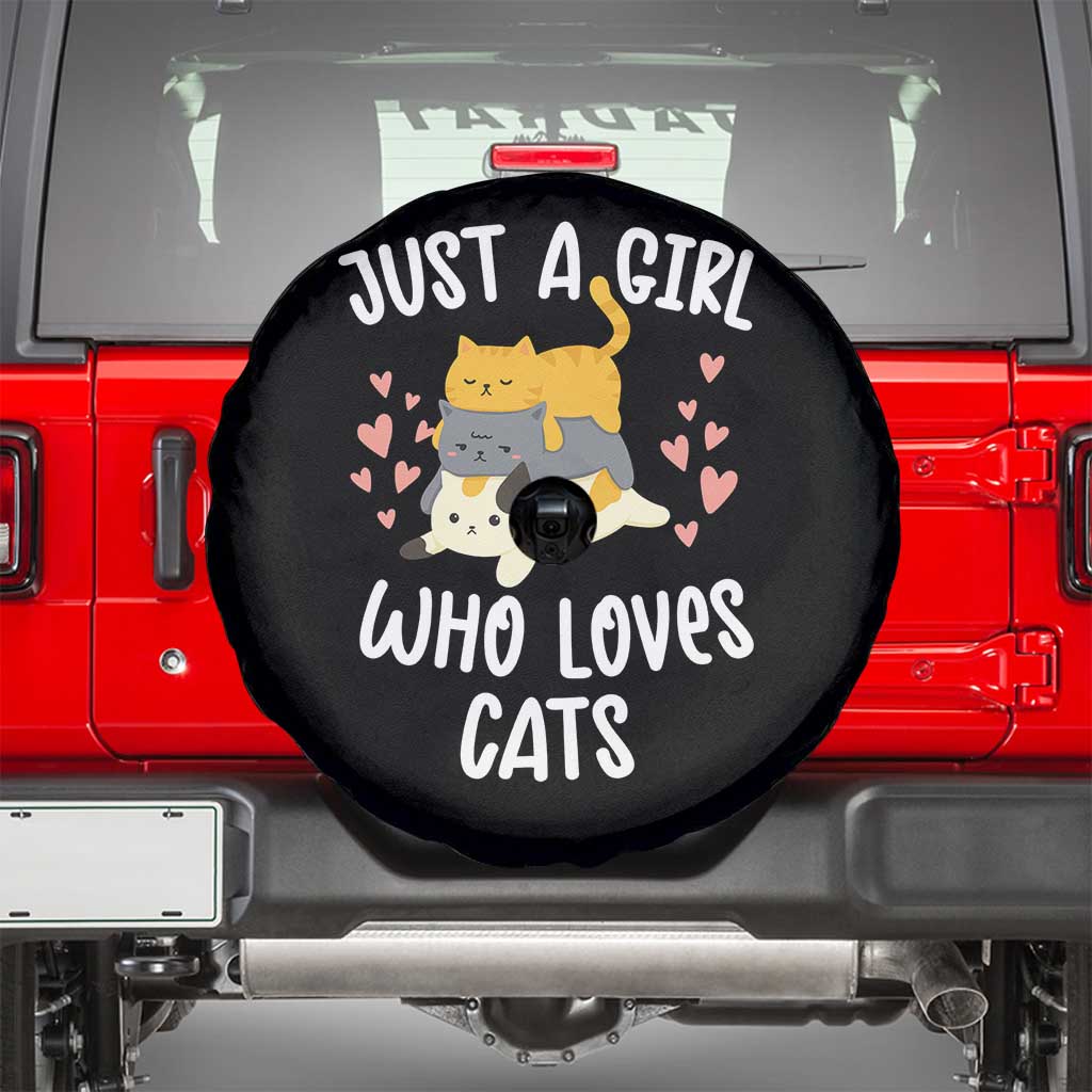 Just A Girl Who Loves Cats Spare Tire Cover Cute Kittens Pet Lover TS12 Black Print Your Wear
