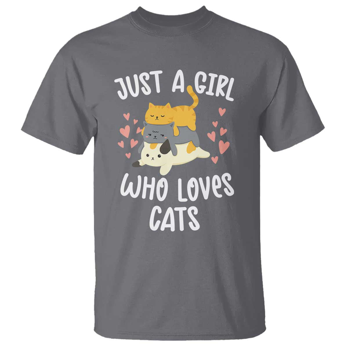 Just A Girl Who Loves Cats T Shirt Cute Kittens Pet Lover TS12 Charcoal Print Your Wear