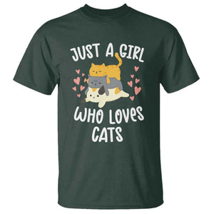 Just A Girl Who Loves Cats T Shirt Cute Kittens Pet Lover TS12 Dark Forest Green Print Your Wear