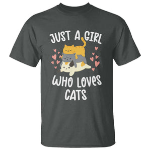 Just A Girl Who Loves Cats T Shirt Cute Kittens Pet Lover TS12 Dark Heather Print Your Wear