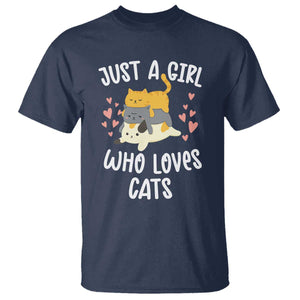 Just A Girl Who Loves Cats T Shirt Cute Kittens Pet Lover TS12 Navy Print Your Wear